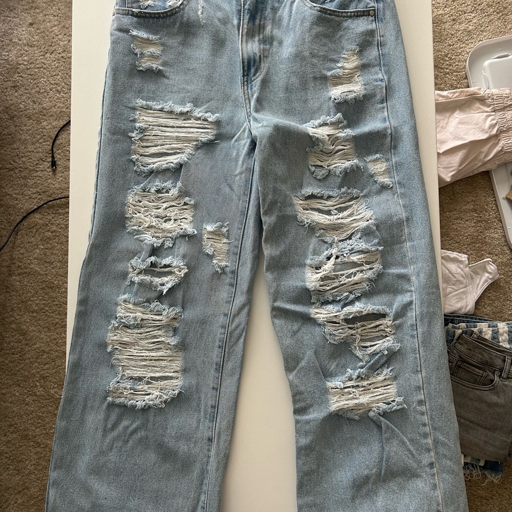 Blue Boyfriend Distressed Jeans